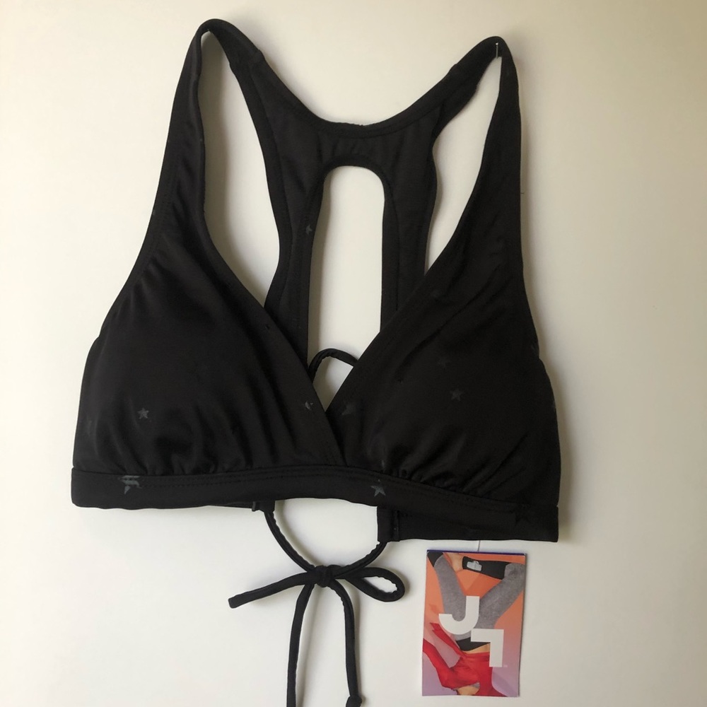 NWT joy lab black star t back bathing suit top size extra small XS